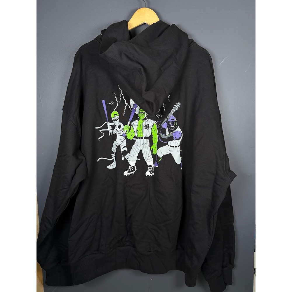 NWT Baseballism Monster Mashers Hoodie Mens XL Black Halloween Graphic Pullover